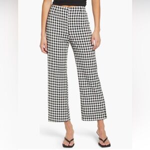 Wayf Black and White Gingham Wide Leg Pants